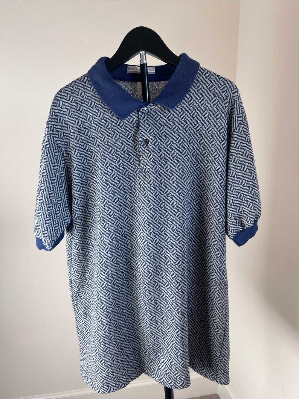 Penguin Club Men’s Golf Large Polo Shirt Brick Blue & Tan Made in USA